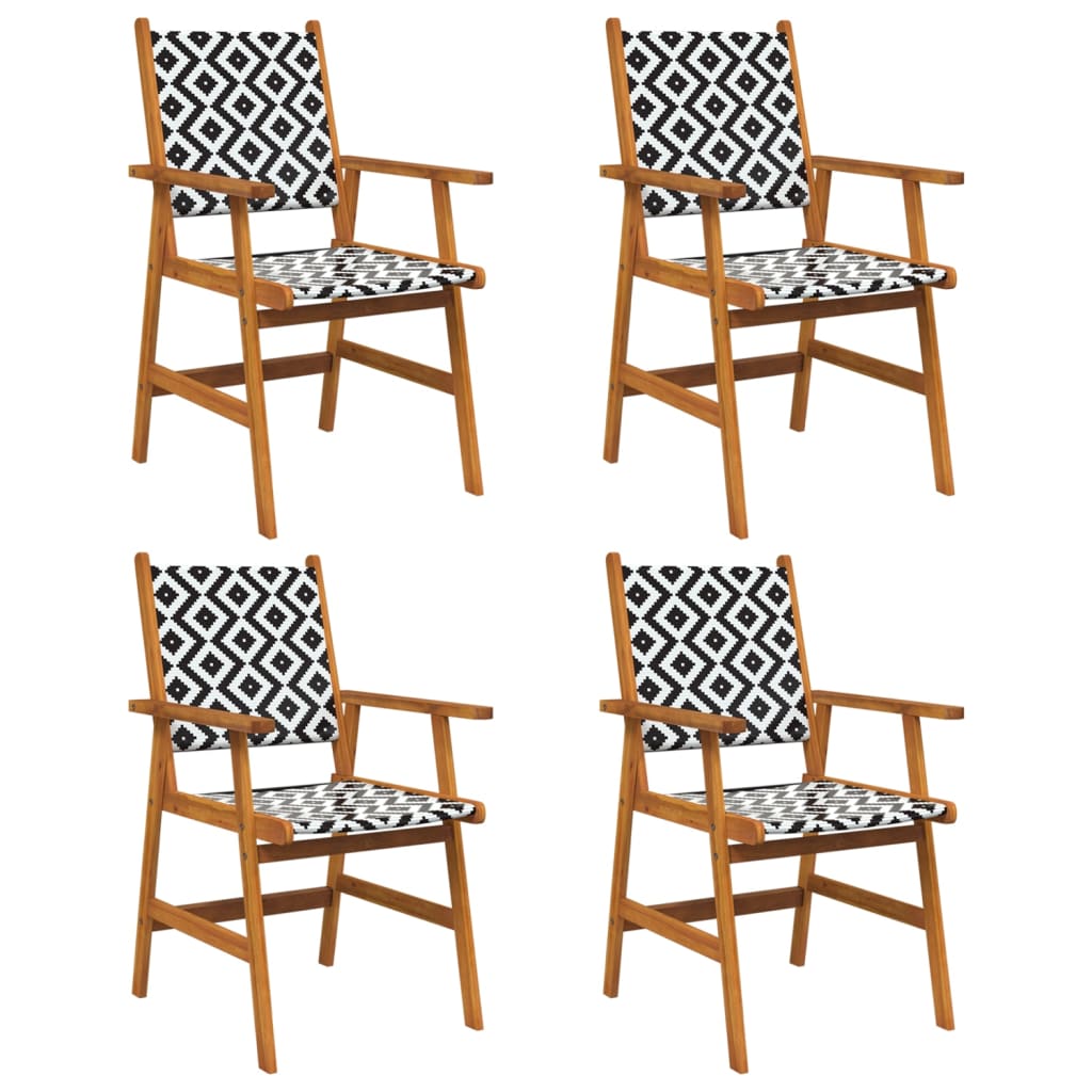 Garden Chair | Set of 4 | Brown and Black/White Pattern