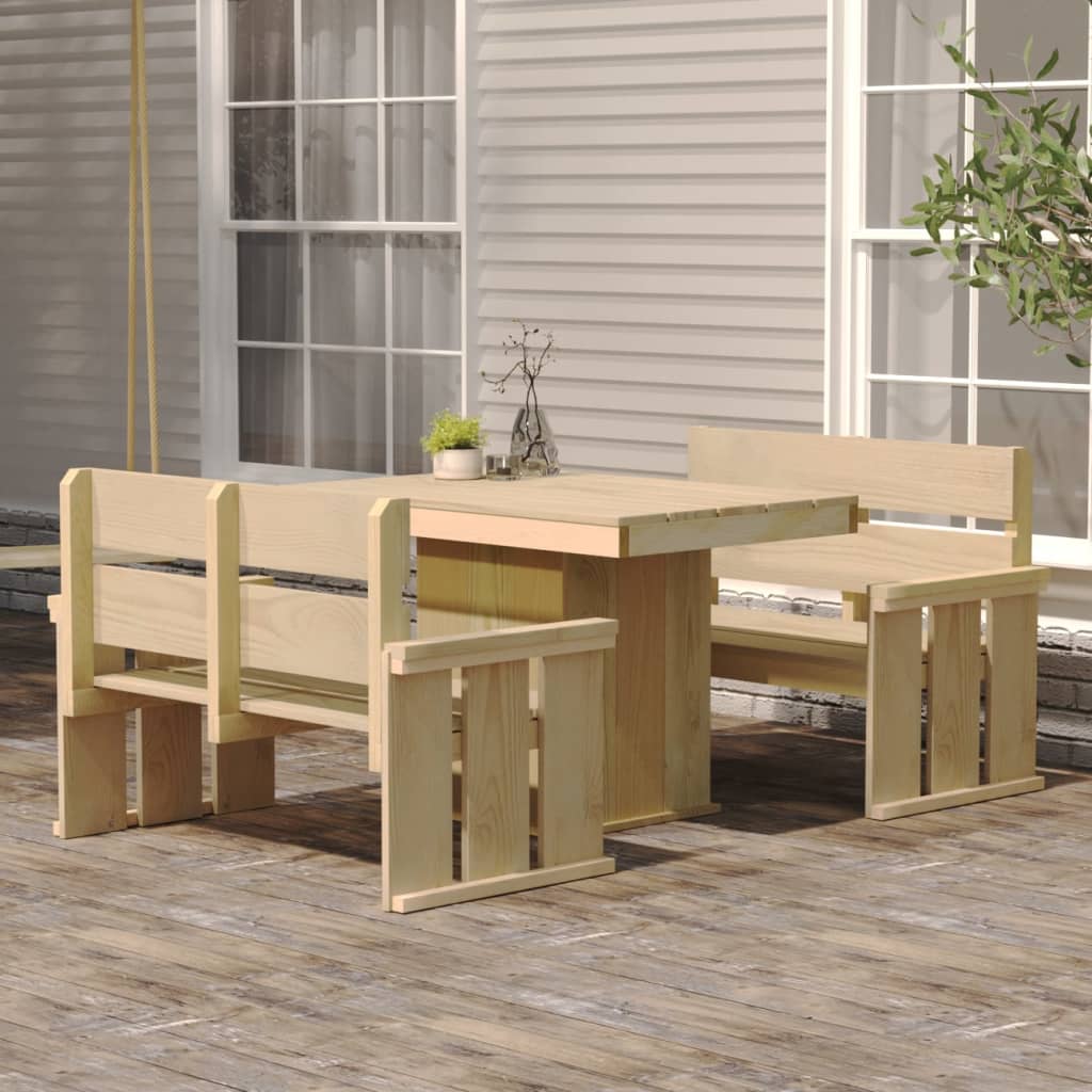 vidaXL 3 Piece Garden Dining Set Impregnated Pinewood