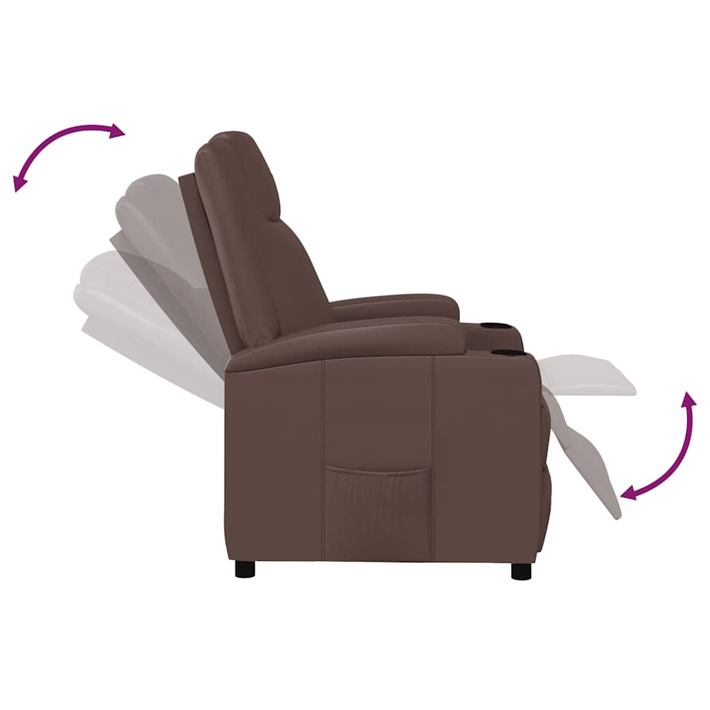 Recliner Chair Brown Faux Leather