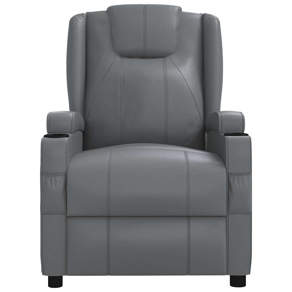Recliner Chair Grey Faux Leather