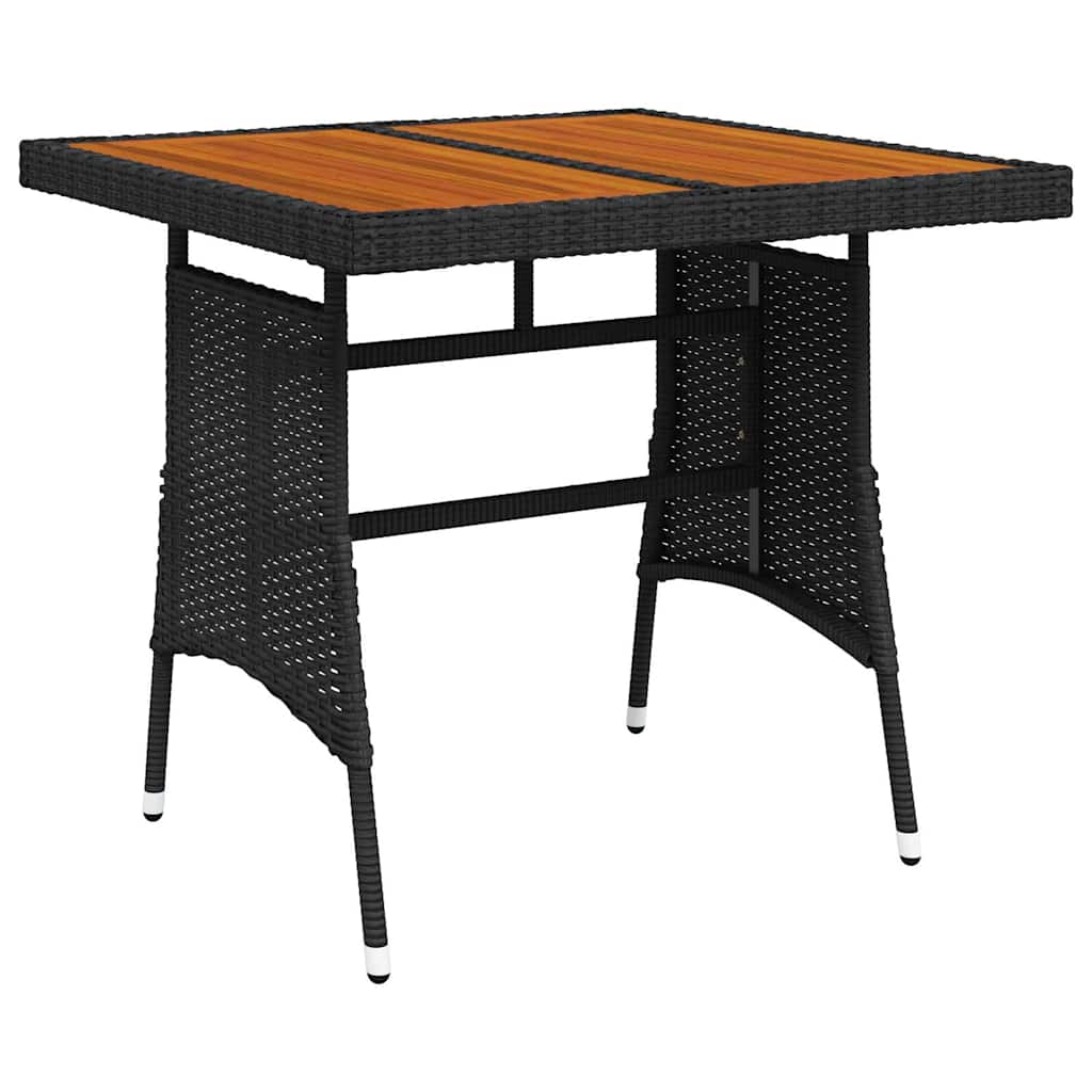318692 vidaXL Garden Table Black 70x70x72 cm Poly Rattan & Solid Acacia Wood