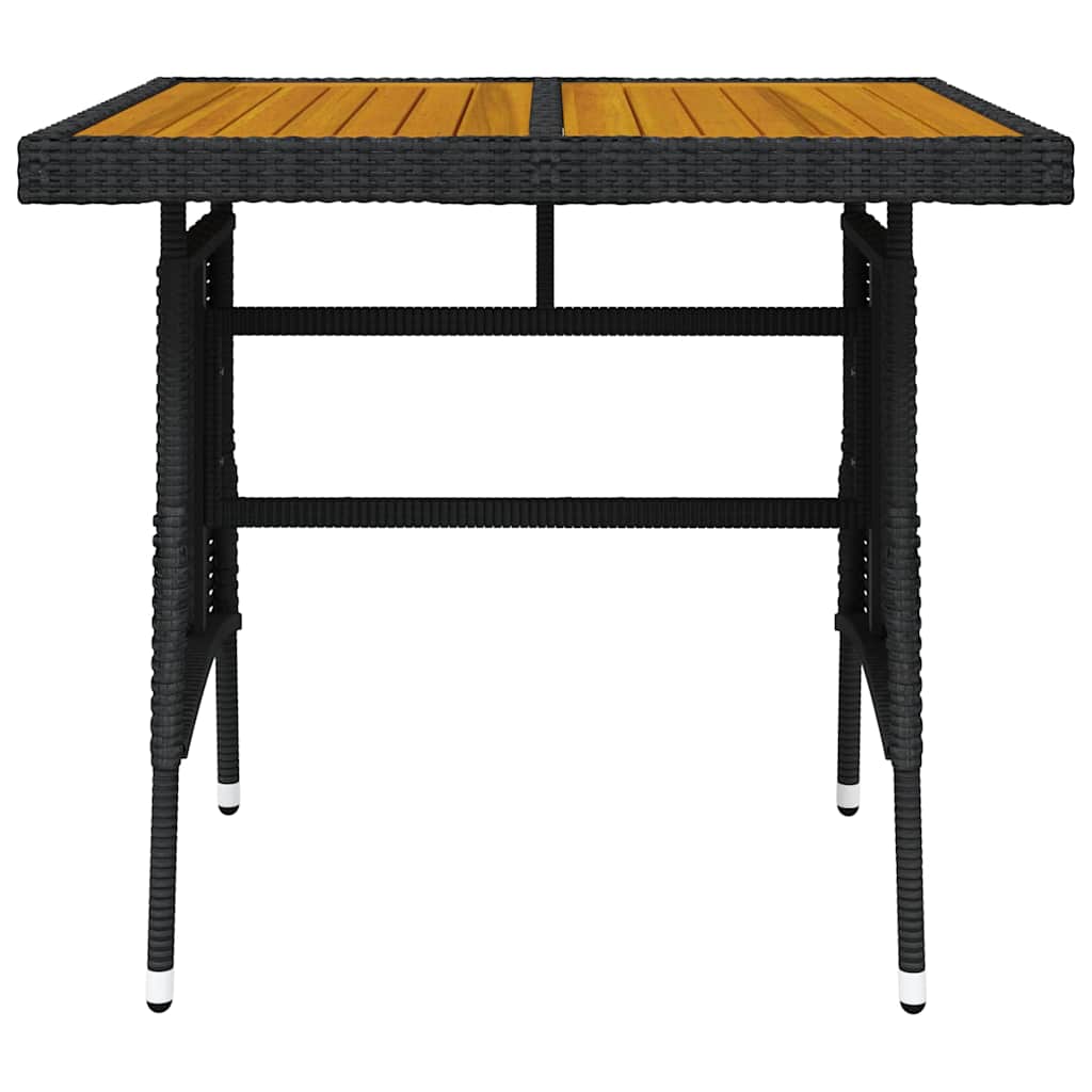 318692 vidaXL Garden Table Black 70x70x72 cm Poly Rattan & Solid Acacia Wood