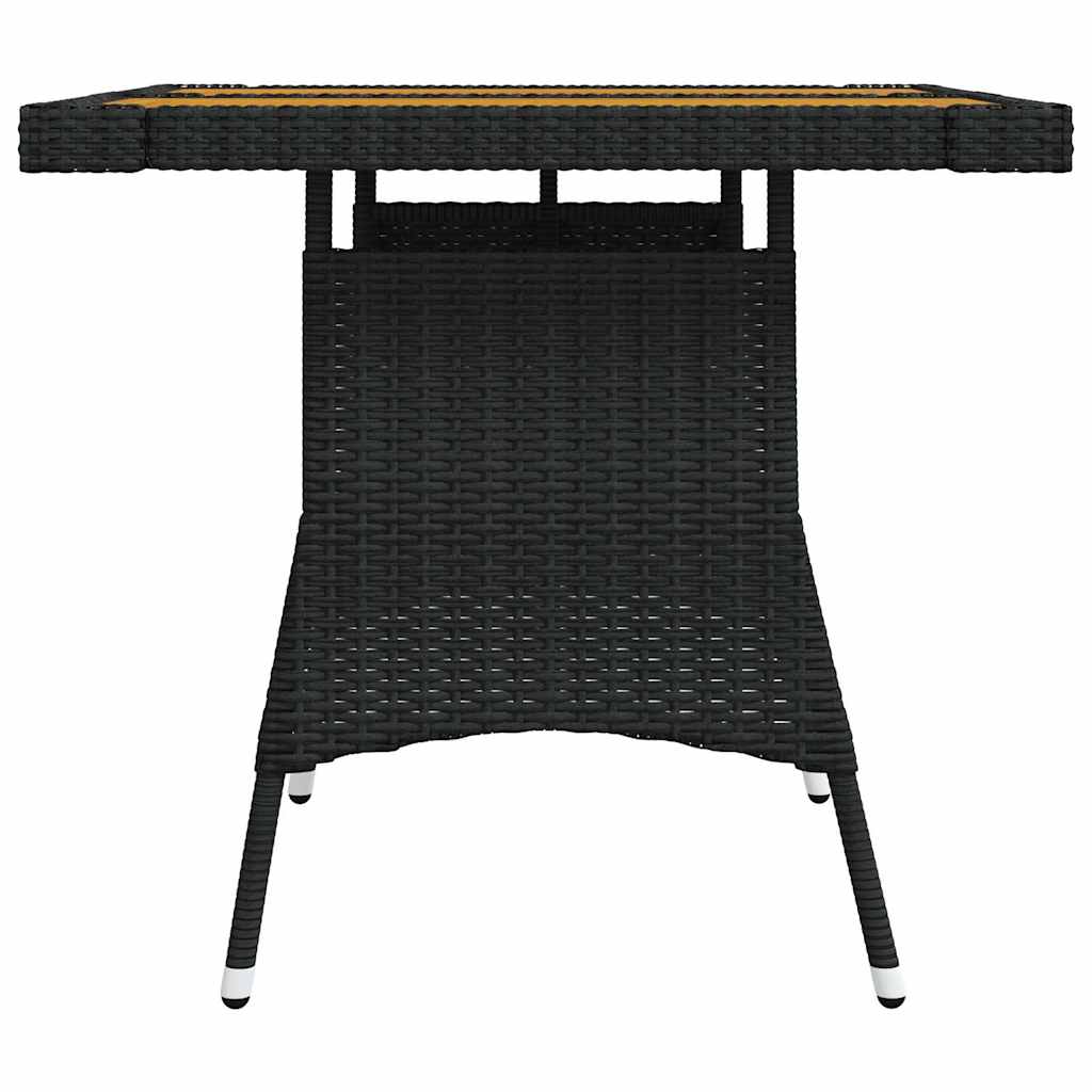 318692 vidaXL Garden Table Black 70x70x72 cm Poly Rattan & Solid Acacia Wood