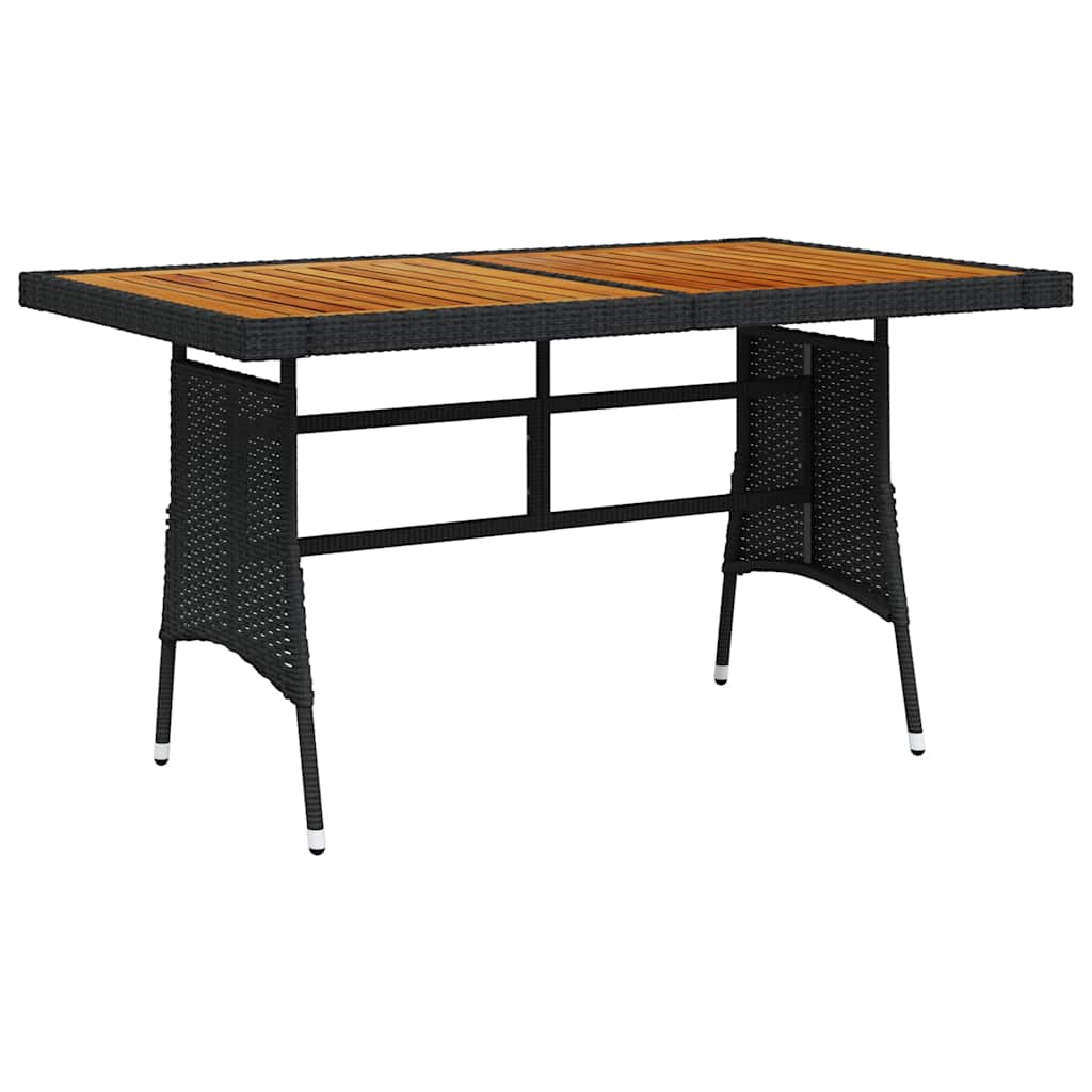 318693 vidaXL Garden Table Black 130x70x72 cm Poly Rattan & Solid Acacia Wood
