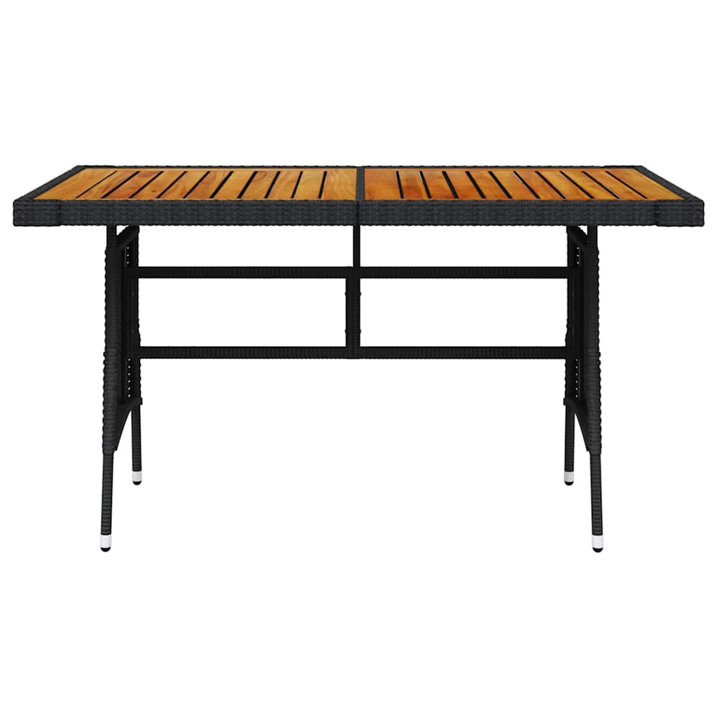 318693 vidaXL Garden Table Black 130x70x72 cm Poly Rattan & Solid Acacia Wood