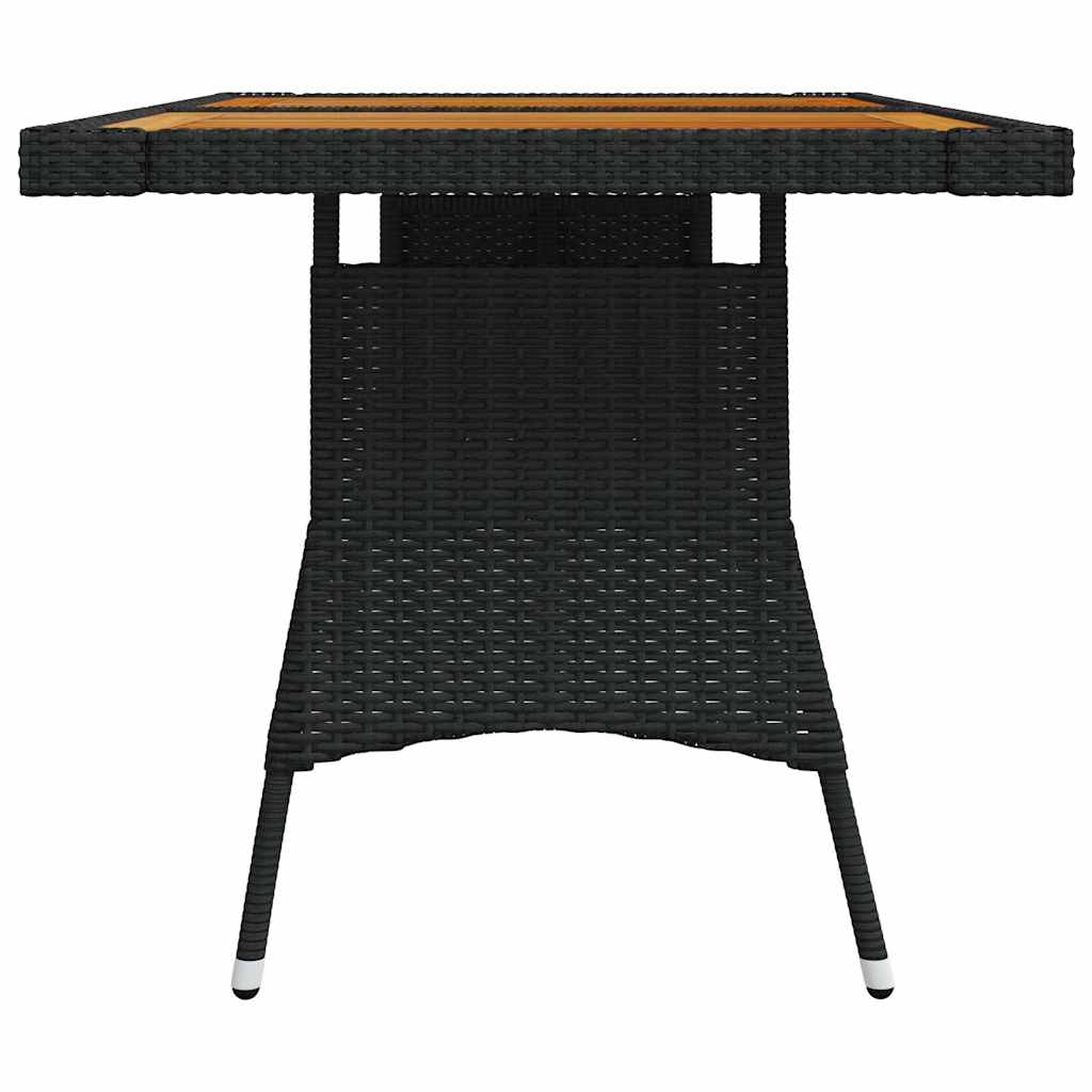 318693 vidaXL Garden Table Black 130x70x72 cm Poly Rattan & Solid Acacia Wood