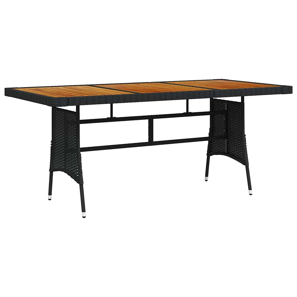 318694 vidaXL Garden Table Black 160x70x72 cm Poly Rattan & Solid Acacia Wood