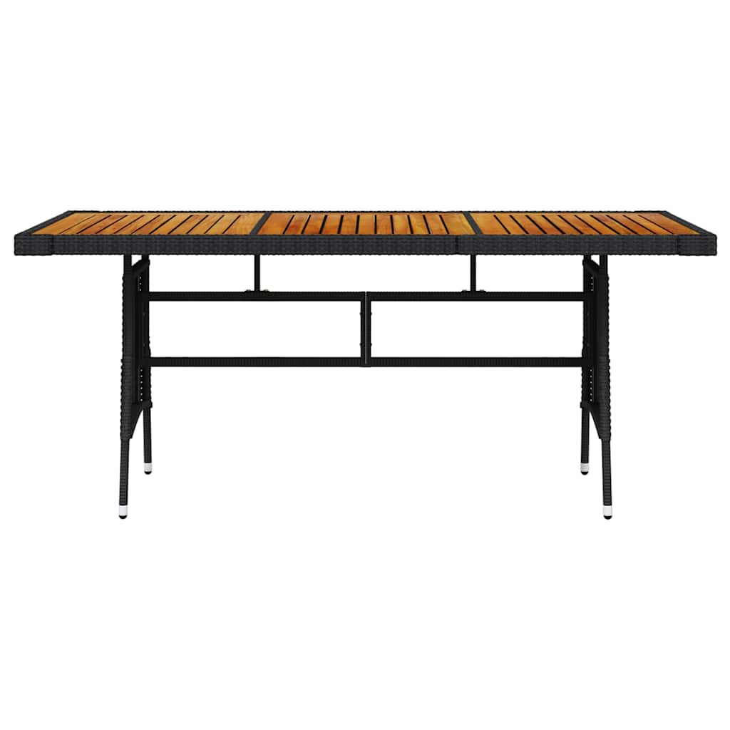 318694 vidaXL Garden Table Black 160x70x72 cm Poly Rattan & Solid Acacia Wood