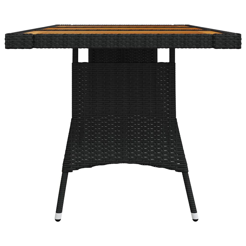 318694 vidaXL Garden Table Black 160x70x72 cm Poly Rattan & Solid Acacia Wood