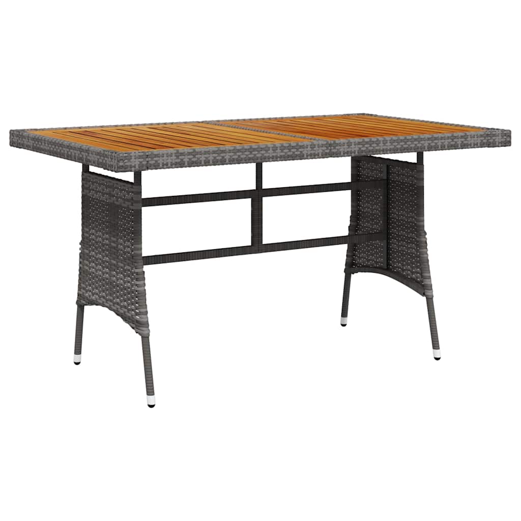 318696 vidaXL Garden Table Grey 130x70x72 cm Poly Rattan & Solid Acacia Wood