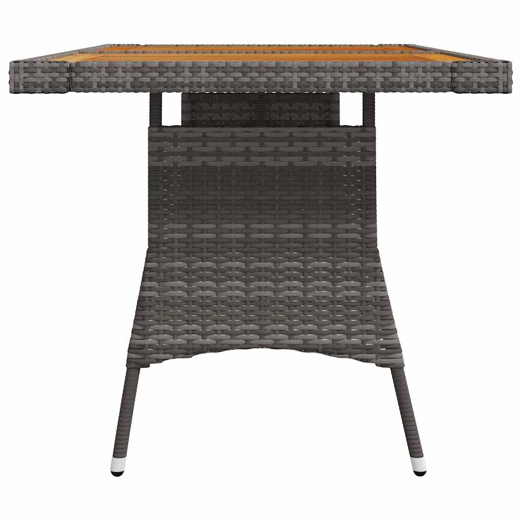 318696 vidaXL Garden Table Grey 130x70x72 cm Poly Rattan & Solid Acacia Wood