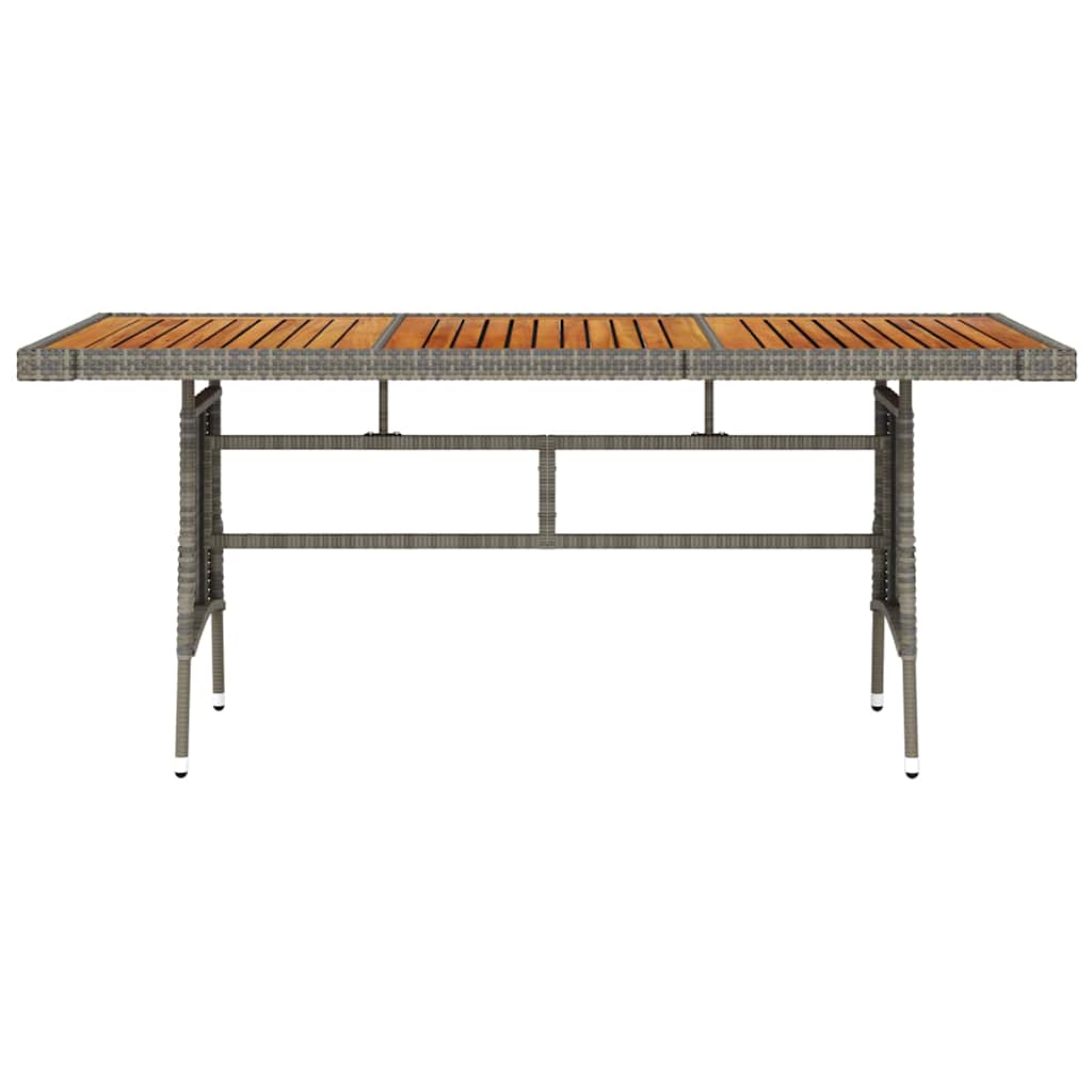 318697 vidaXL Garden Table Grey 160x70x72 cm Poly Rattan & Solid Acacia Wood