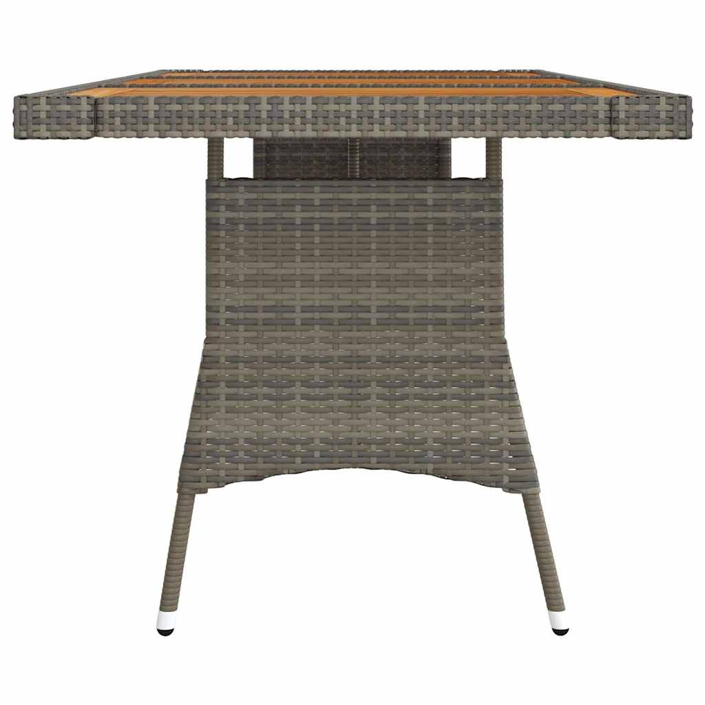 318697 vidaXL Garden Table Grey 160x70x72 cm Poly Rattan & Solid Acacia Wood