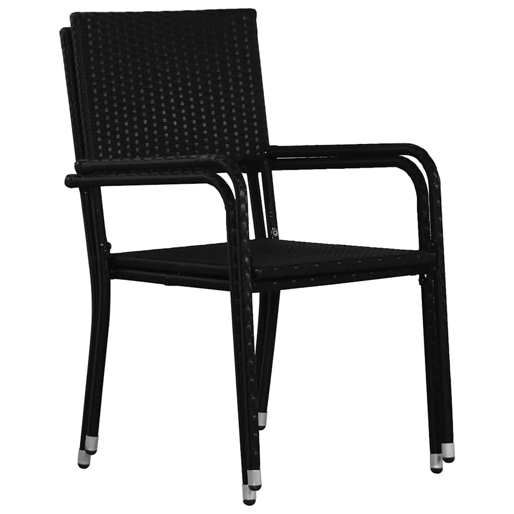 Garden Dining Chair | Set of 2 | Black | PE rattan, steel