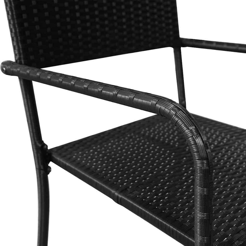Garden Dining Chair | Set of 2 | Black | PE rattan, steel