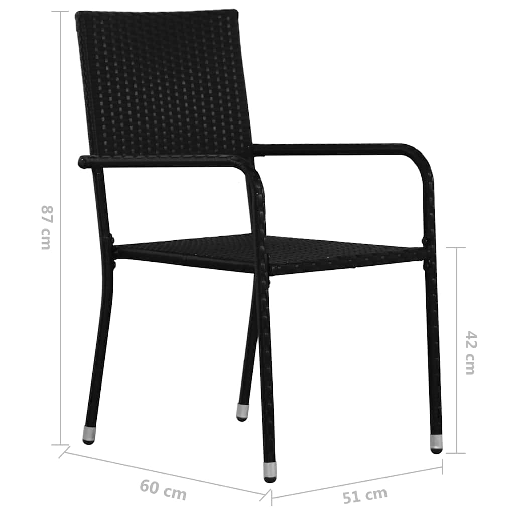 Garden Dining Chair | Set of 2 | Black | PE rattan, steel