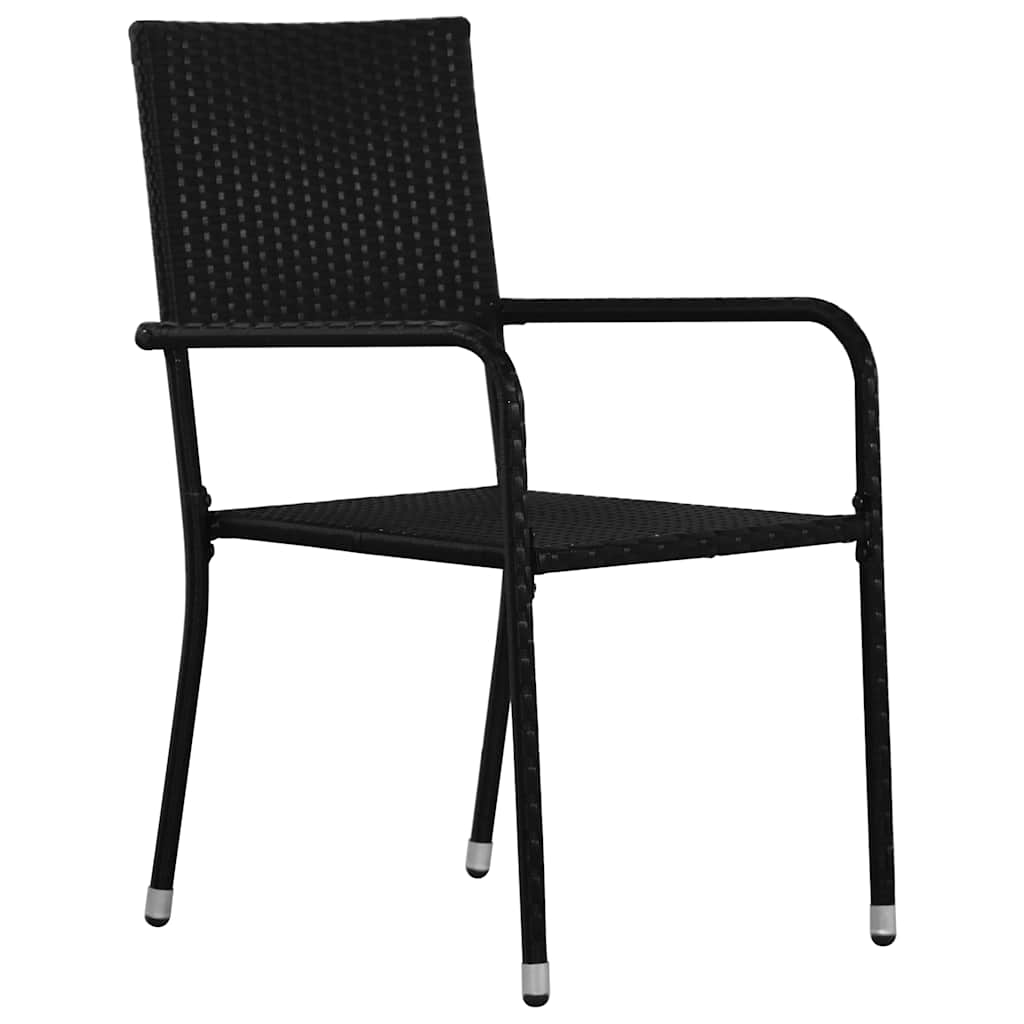 Garden Dining Chair | Set of 4 | Black | PE rattan, steel | Medium