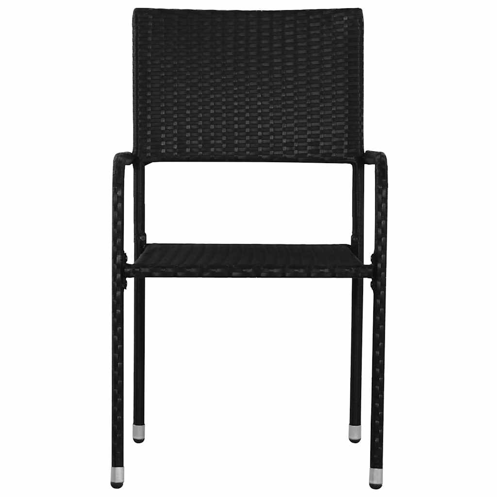Garden Dining Chair | Set of 4 | Black | PE rattan, steel | Medium