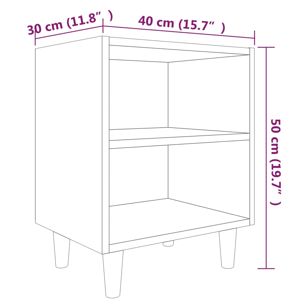 vidaXL Bed Cabinets with Solid Wood Legs 2 pcs Smoked Oak 40x30x50 cm