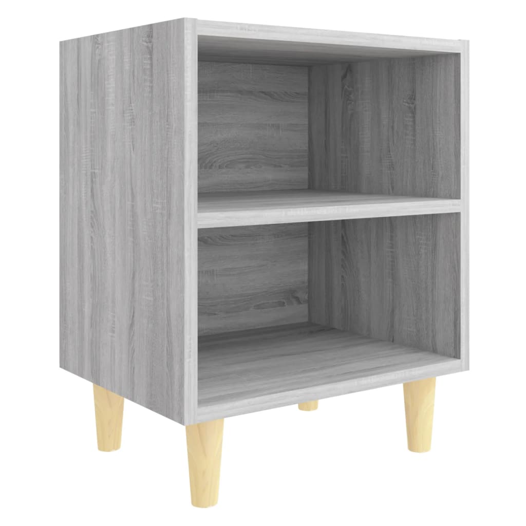 Bed Cabinets with Solid Wood Legs 2 pcs Grey Sonoma 40x30x50 cm