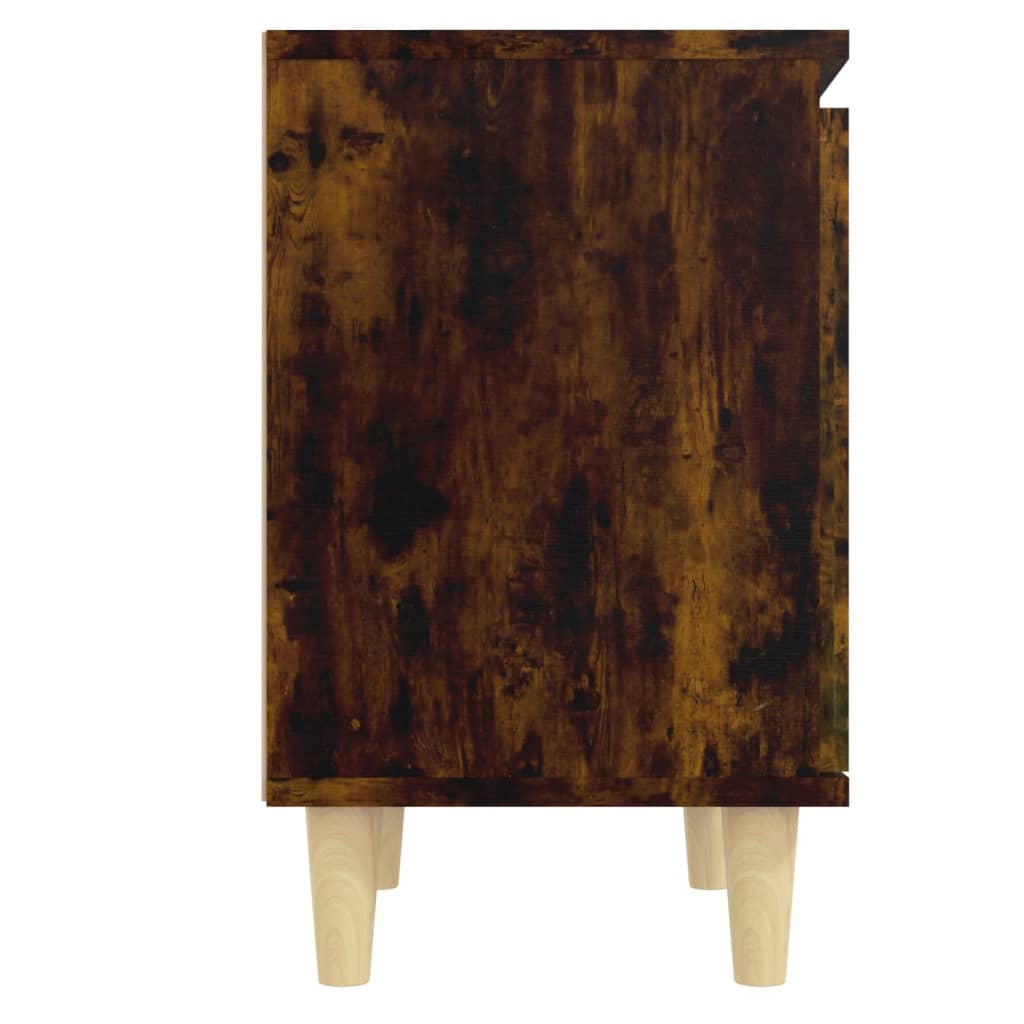 Bed Cabinet with Solid Wood Legs Smoked Oak 40x30x50 cm