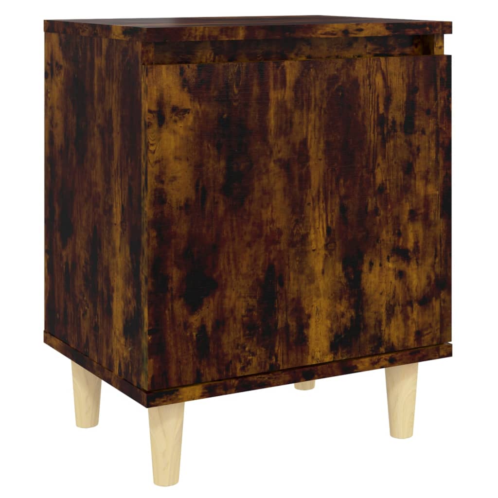 Bed Cabinets with Solid Wood Legs 2 pcs Smoked Oak 40x30x50 cm