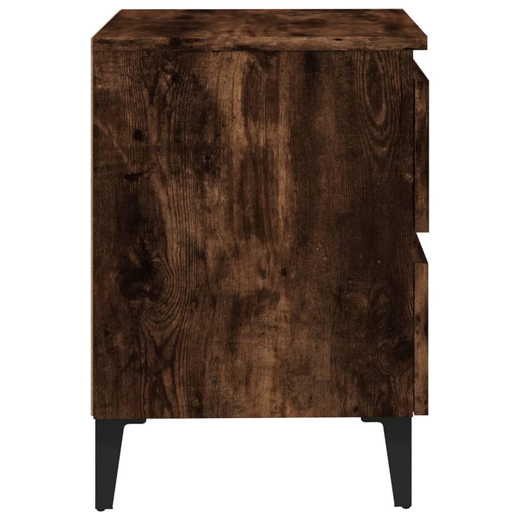 Bed Cabinets with Metal Legs 2 pcs Smoked Oak 40x35x50 cm