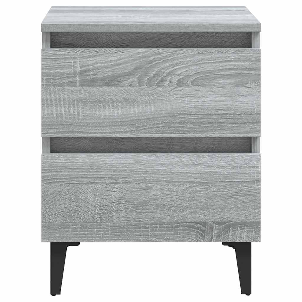 Bed Cabinets with Metal Legs 2 pcs Grey Sonoma 40x35x50 cm
