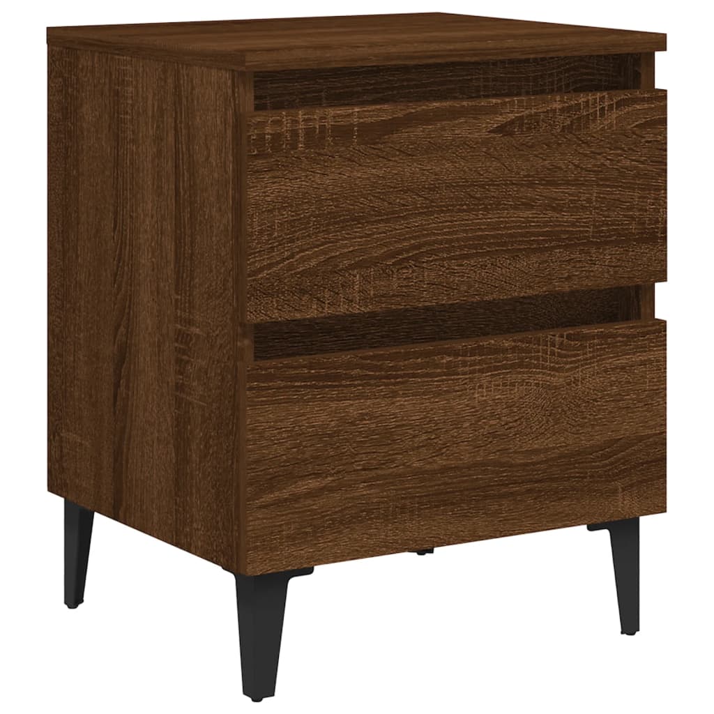 vidaXL Bed Cabinet with Metal Legs Brown Oak 40x35x50 cm