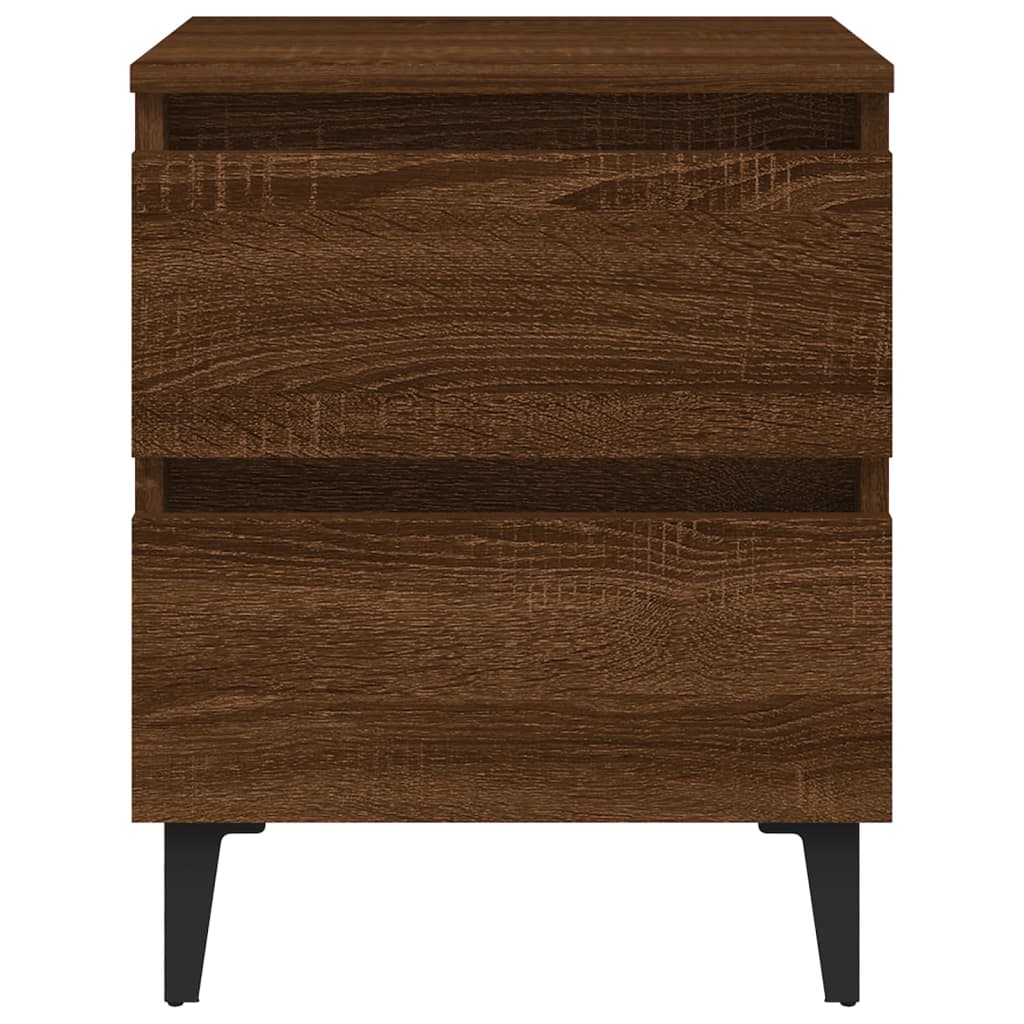 vidaXL Bed Cabinet with Metal Legs Brown Oak 40x35x50 cm