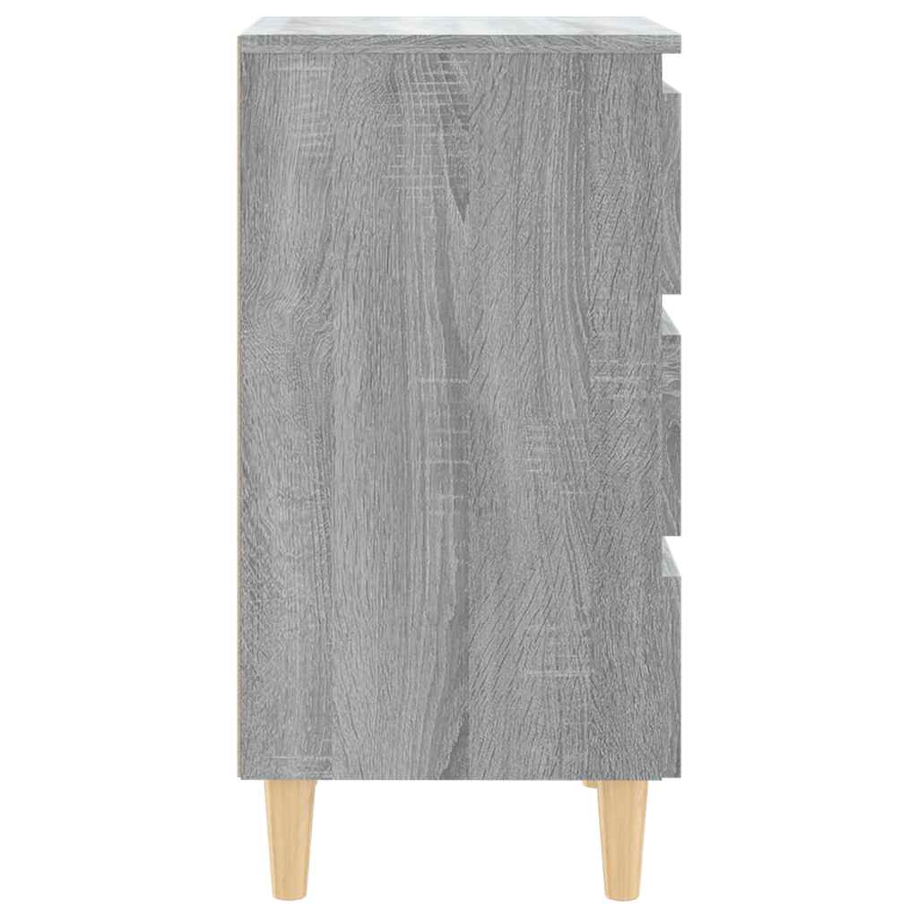 Bed Cabinet with Solid Wood Legs Grey Sonoma 40x35x69 cm