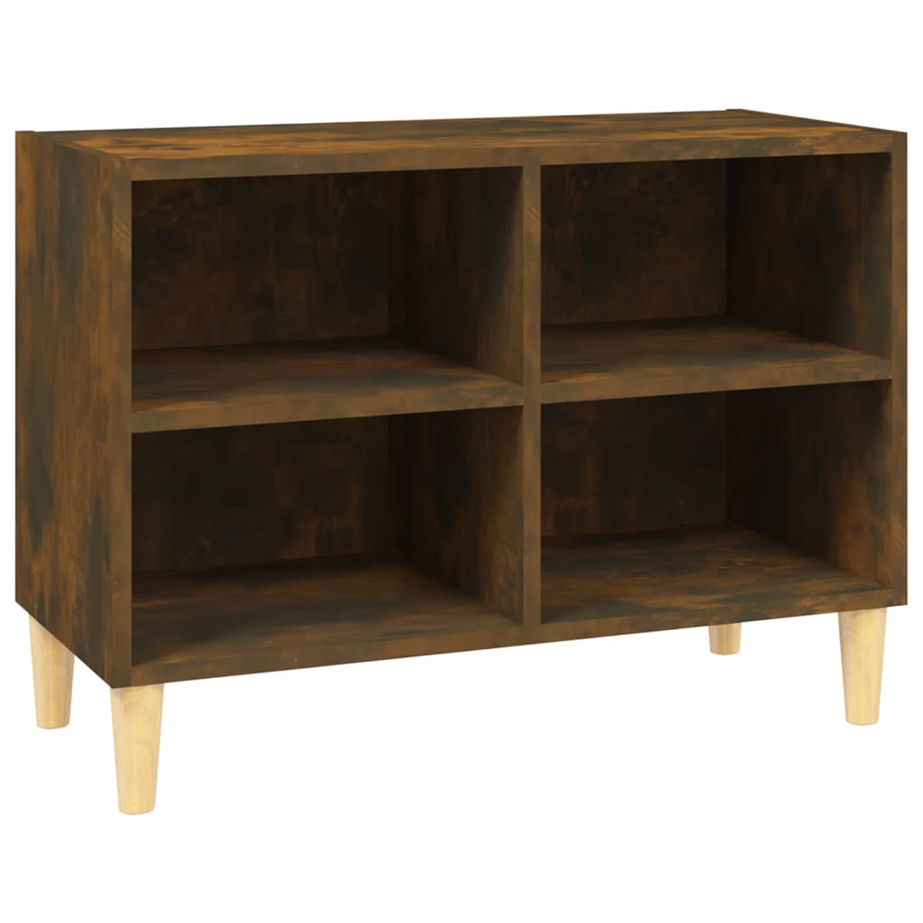 813146 vidaXL TV Cabinet with Solid Wood Legs Smoked Oak 69,5x30x50 cm