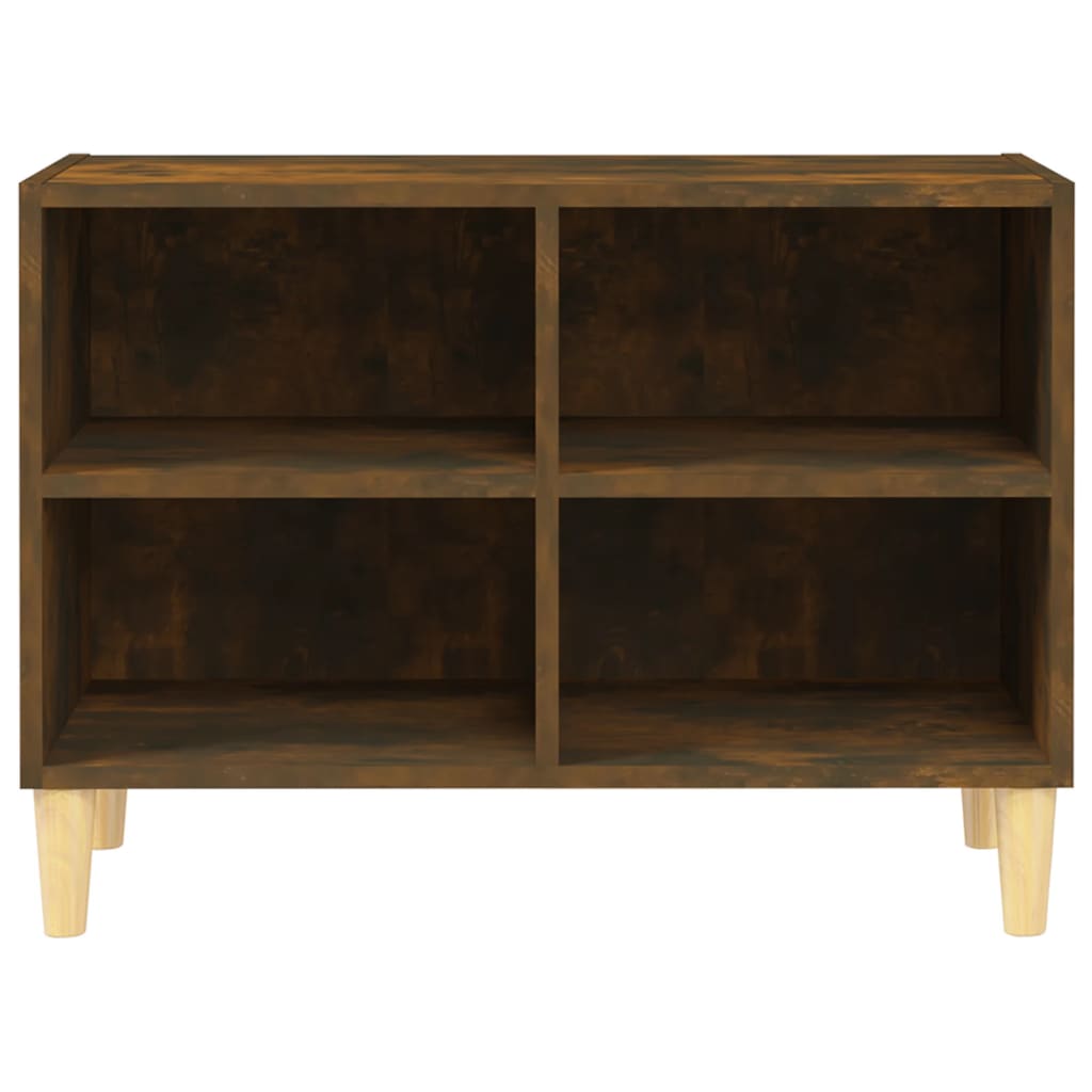 vidaXL TV Cabinet with Solid Wood Legs Smoked Oak 69.5x30x50 cm