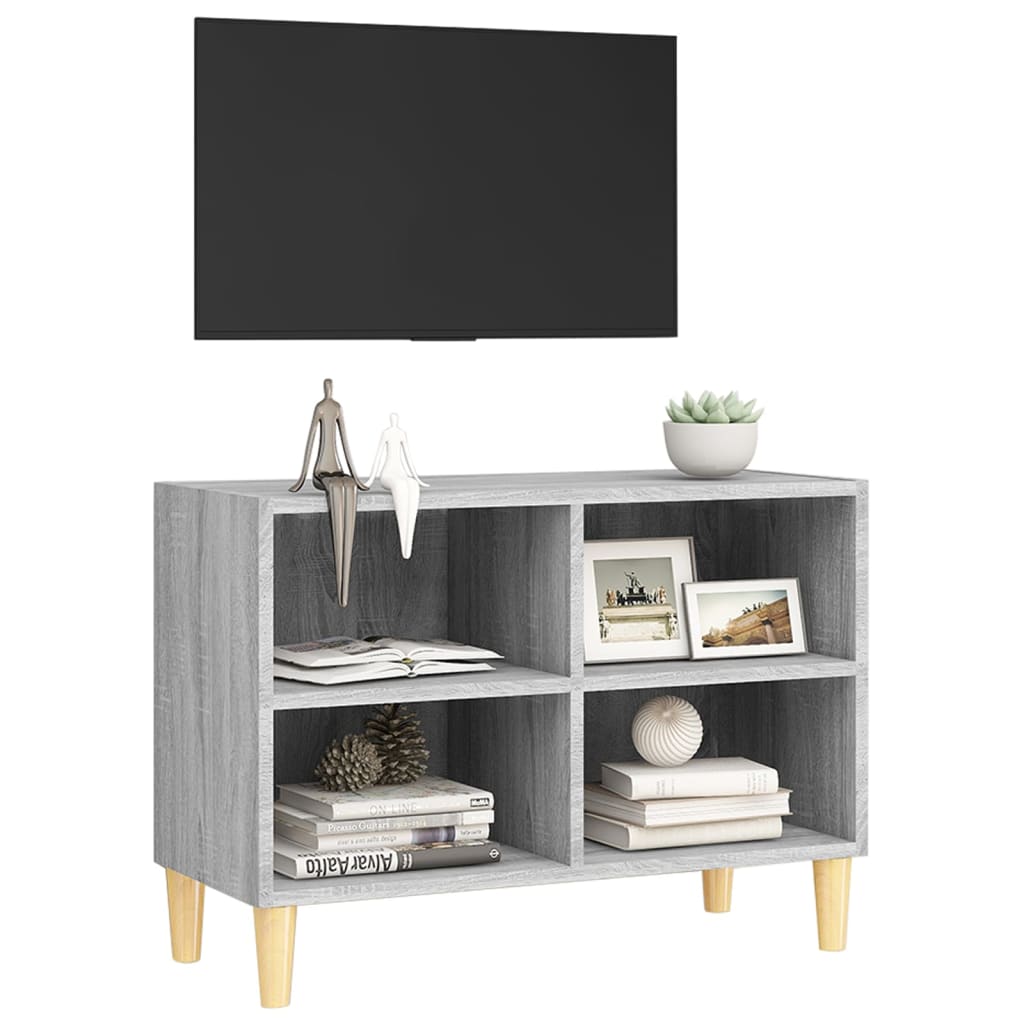 TV Cabinet with Solid Wood Legs Grey Sonoma 69,5x30x50 cm