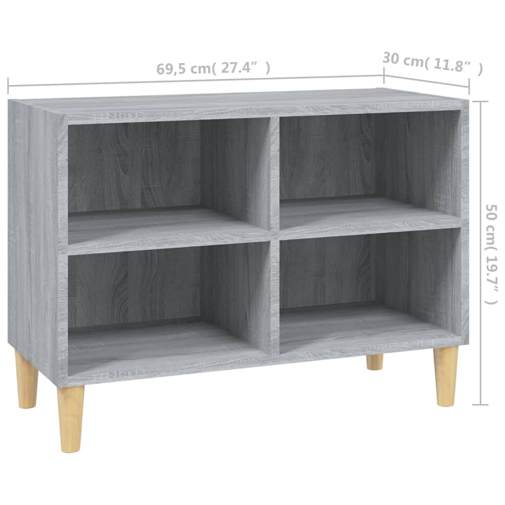 vidaXL TV Cabinet with Solid Wood Legs Grey Sonoma 69.5x30x50 cm