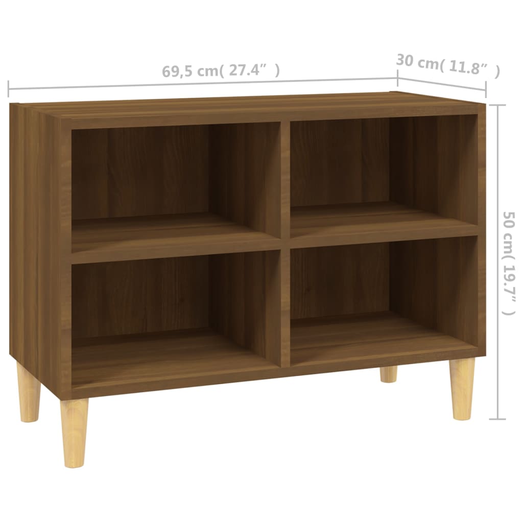 vidaXL TV Cabinet with Solid Wood Legs Brown Oak 69.5x30x50 cm