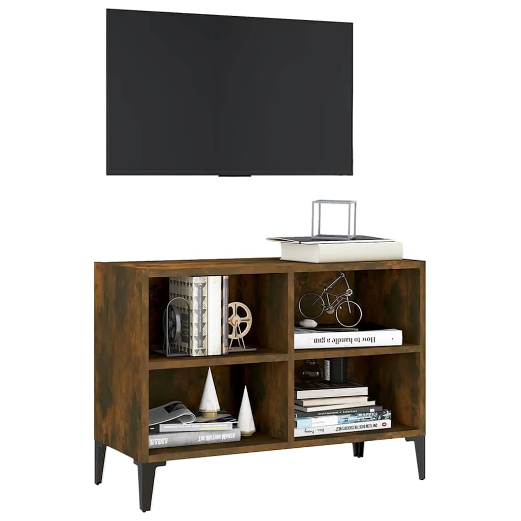 813149 vidaXL TV Cabinet with Metal Legs Smoked Oak 69,5x30x50 cm