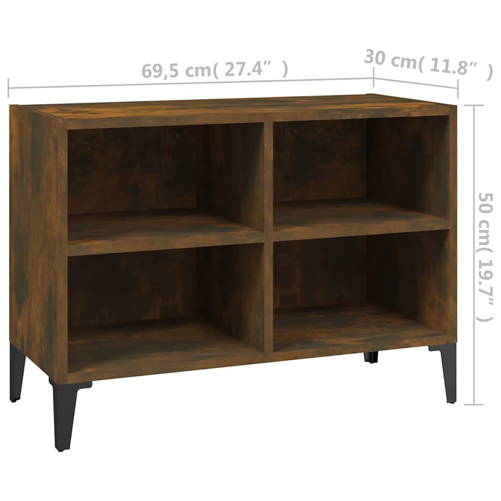 813149 vidaXL TV Cabinet with Metal Legs Smoked Oak 69,5x30x50 cm