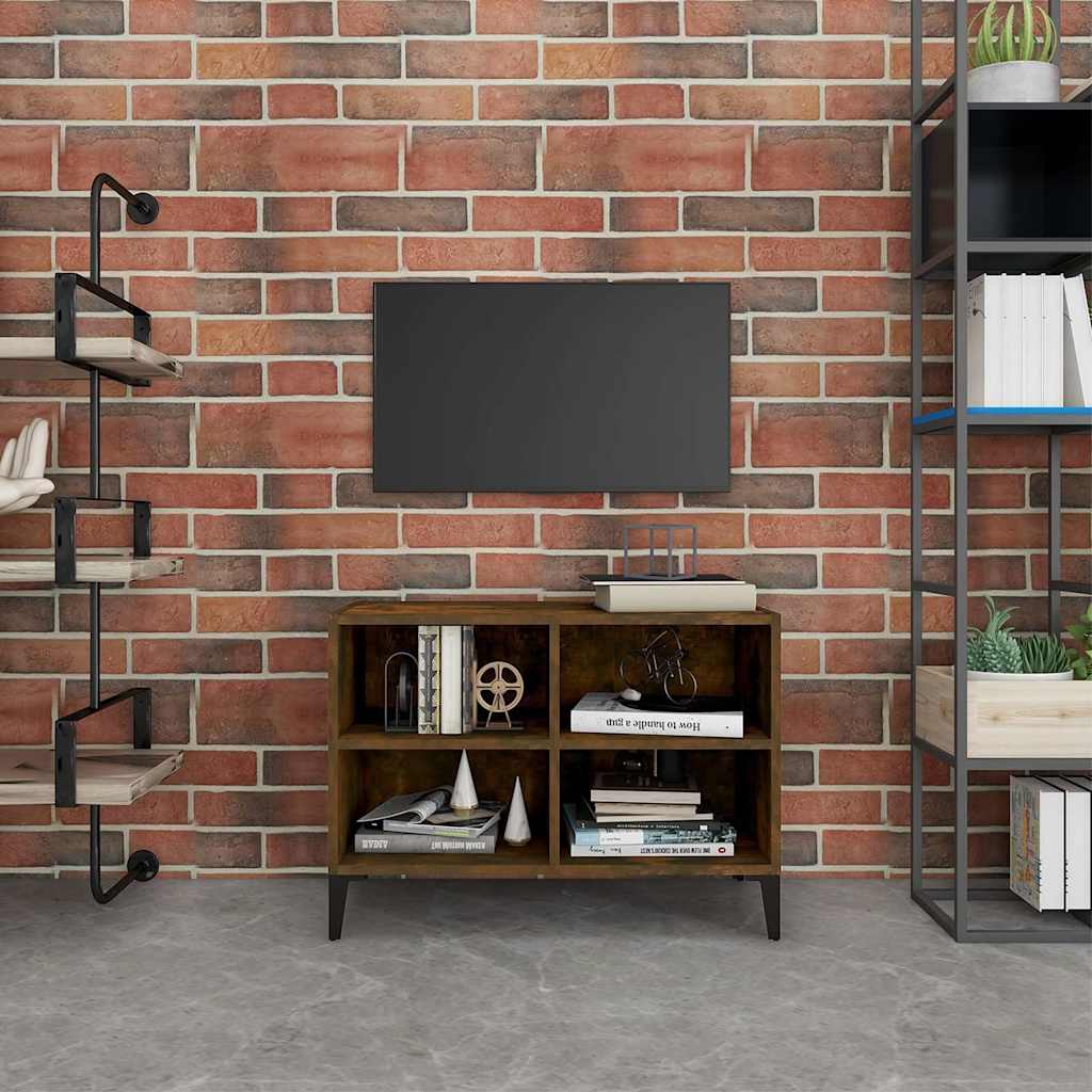 813149 vidaXL TV Cabinet with Metal Legs Smoked Oak 69,5x30x50 cm