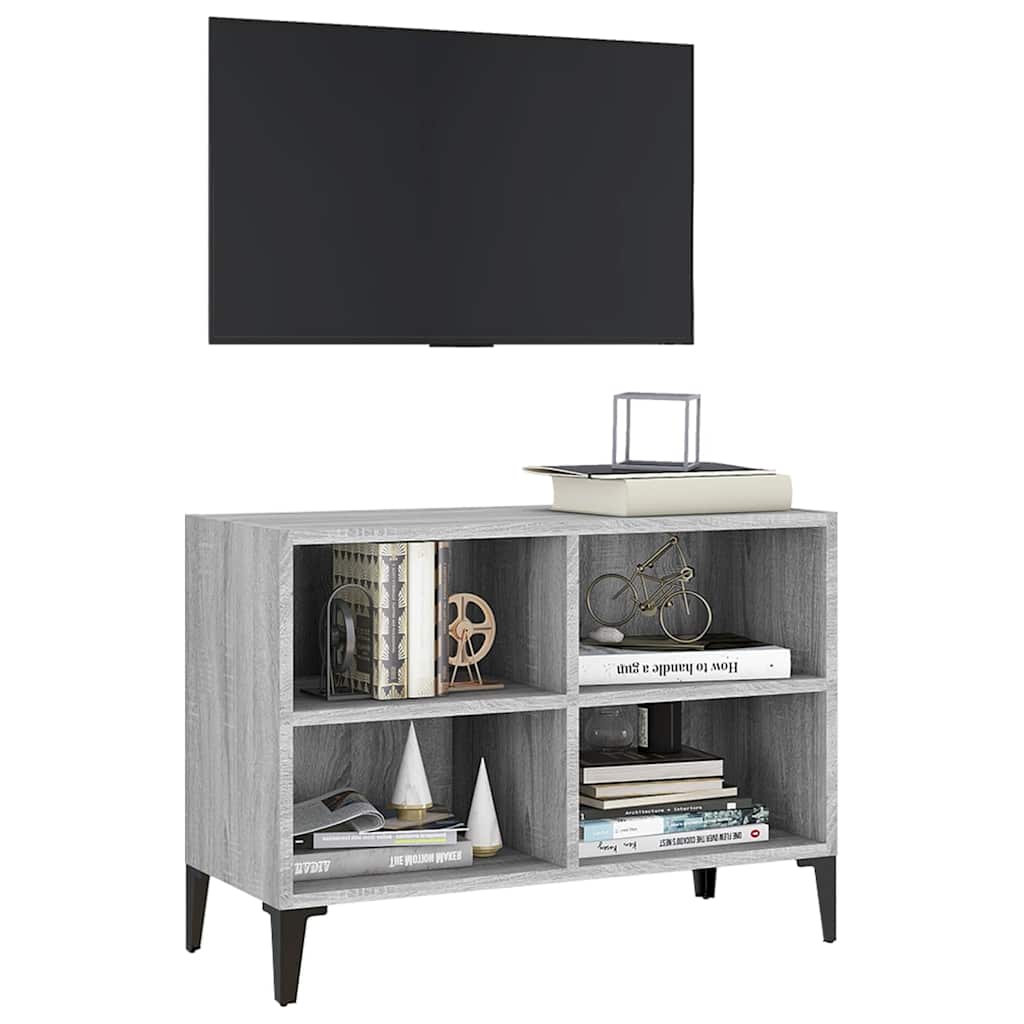 TV Cabinet with Metal Legs Grey Sonoma 69,5x30x50 cm
