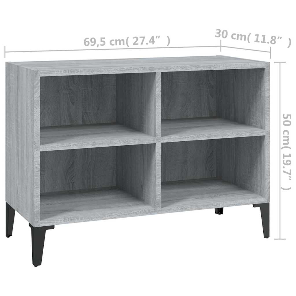 TV Cabinet with Metal Legs Grey Sonoma 69,5x30x50 cm