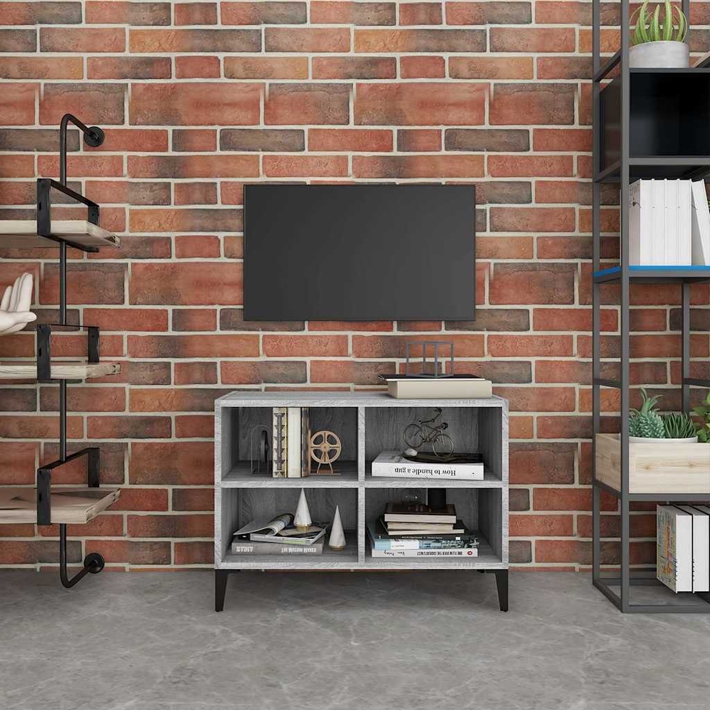 TV Cabinet with Metal Legs Grey Sonoma 69,5x30x50 cm