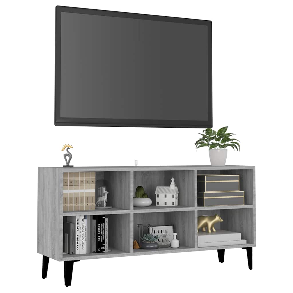 TV Cabinet with Metal Legs Grey Sonoma 103,5x30x50 cm