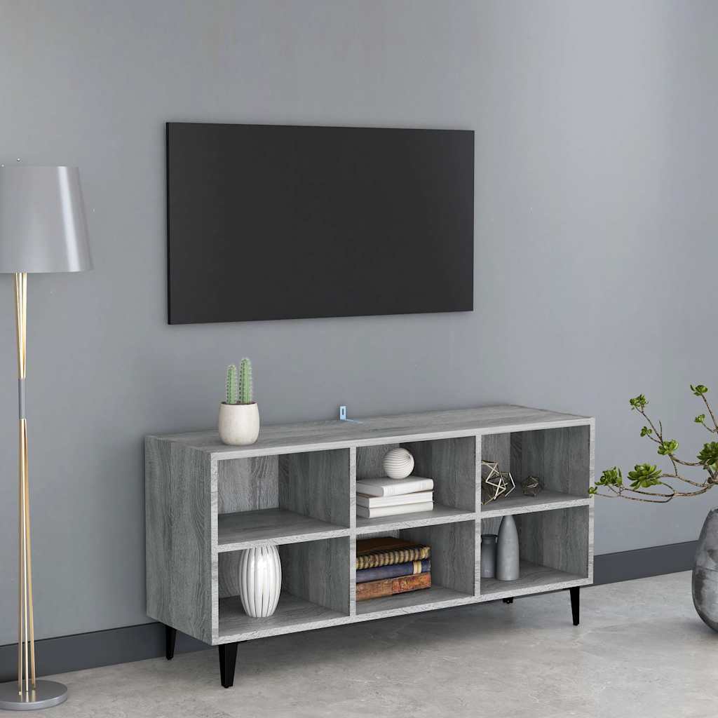 TV Cabinet with Metal Legs Grey Sonoma 103,5x30x50 cm