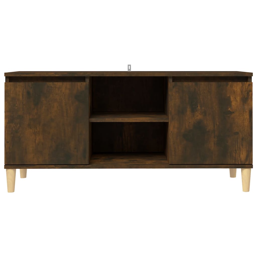 vidaXL TV Cabinet with Solid Wood Legs Smoked Oak 103.5x35x50 cm