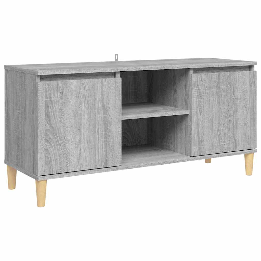 TV Cabinet with Solid Wood Legs Grey Sonoma 103,5x35x50 cm