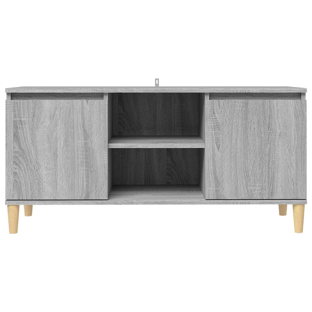 TV Cabinet with Solid Wood Legs Grey Sonoma 103,5x35x50 cm