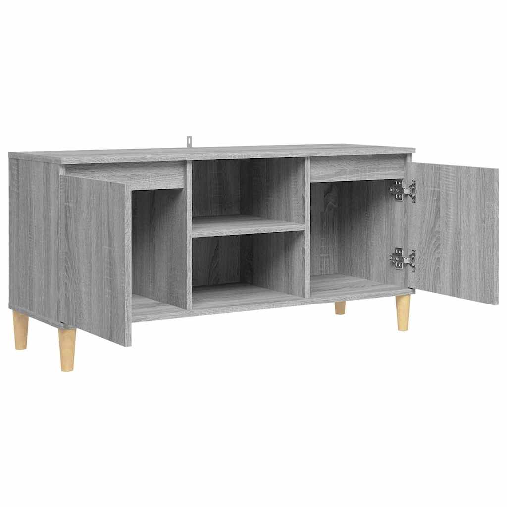 TV Cabinet with Solid Wood Legs Grey Sonoma 103,5x35x50 cm