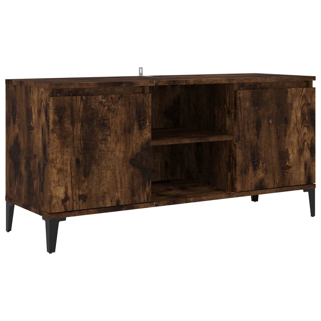 vidaXL TV Cabinet with Metal Legs Smoked Oak 103.5x35x50 cm