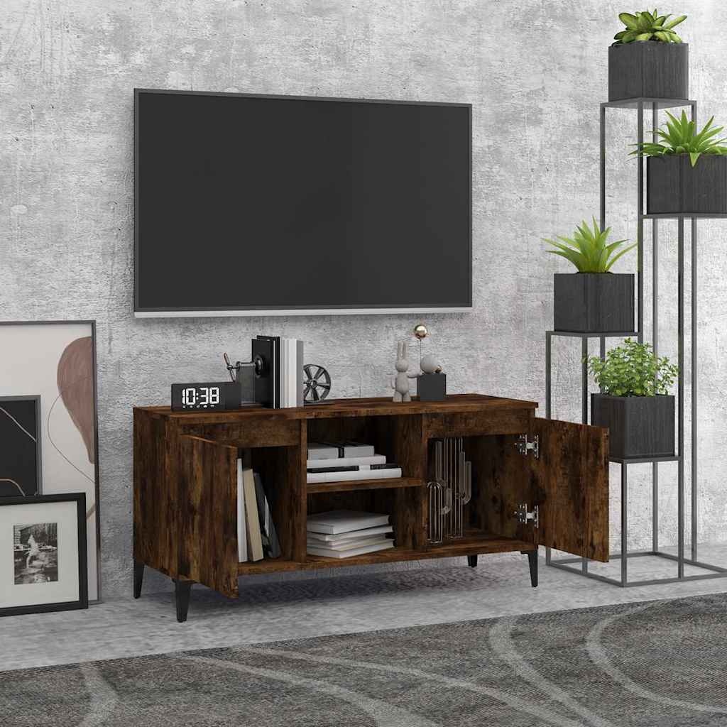 813161 vidaXL TV Cabinet with Metal Legs Smoked Oak 103,5x35x50 cm